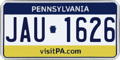 PA license plate JAU1626