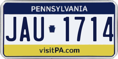 PA license plate JAU1714