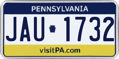 PA license plate JAU1732