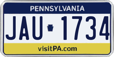 PA license plate JAU1734