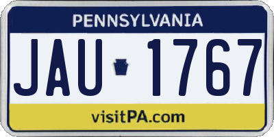 PA license plate JAU1767