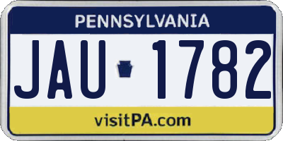 PA license plate JAU1782