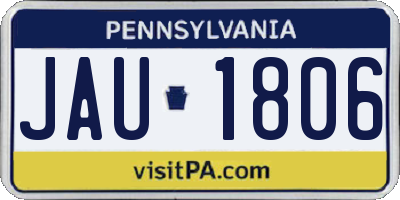 PA license plate JAU1806