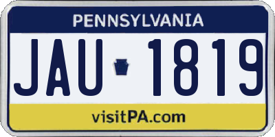 PA license plate JAU1819