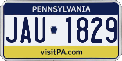 PA license plate JAU1829
