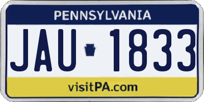 PA license plate JAU1833
