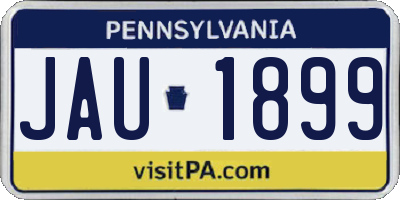 PA license plate JAU1899