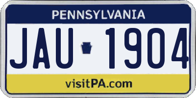 PA license plate JAU1904