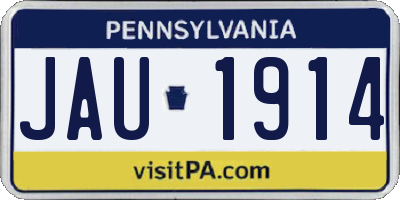 PA license plate JAU1914