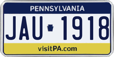 PA license plate JAU1918