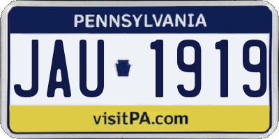 PA license plate JAU1919