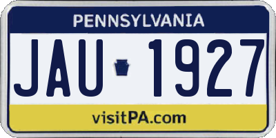 PA license plate JAU1927