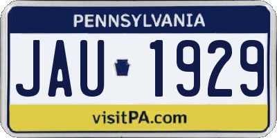 PA license plate JAU1929