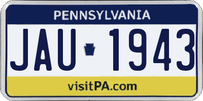 PA license plate JAU1943