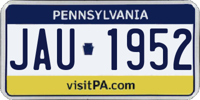 PA license plate JAU1952