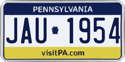 PA license plate JAU1954