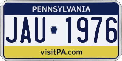 PA license plate JAU1976
