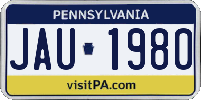 PA license plate JAU1980