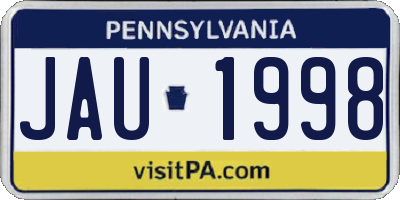 PA license plate JAU1998