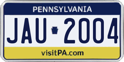 PA license plate JAU2004