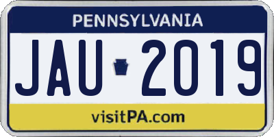 PA license plate JAU2019