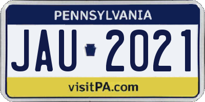 PA license plate JAU2021