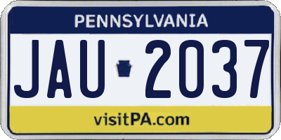 PA license plate JAU2037