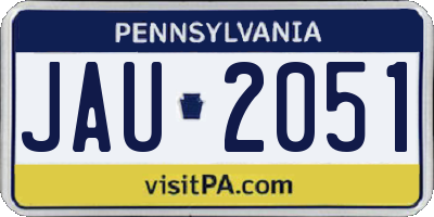 PA license plate JAU2051