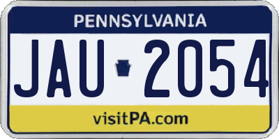 PA license plate JAU2054