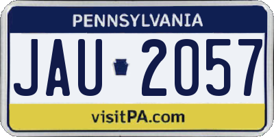 PA license plate JAU2057