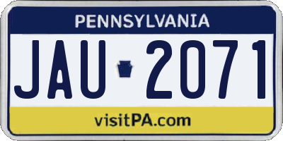 PA license plate JAU2071
