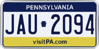 PA license plate JAU2094