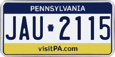 PA license plate JAU2115