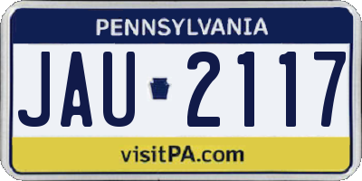 PA license plate JAU2117