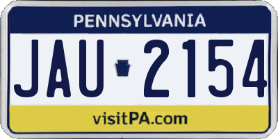 PA license plate JAU2154