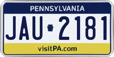 PA license plate JAU2181