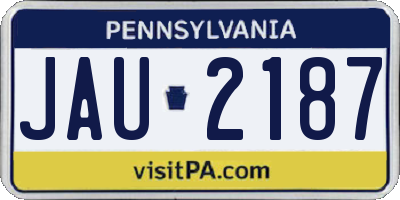 PA license plate JAU2187