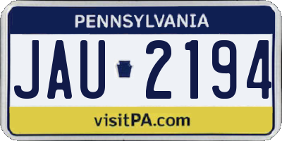 PA license plate JAU2194