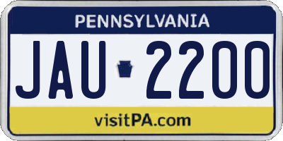 PA license plate JAU2200