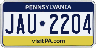 PA license plate JAU2204