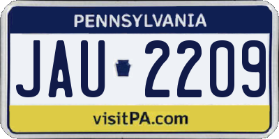 PA license plate JAU2209