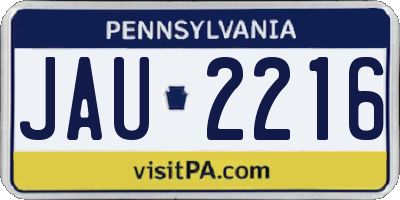 PA license plate JAU2216