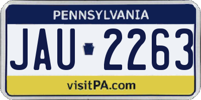 PA license plate JAU2263