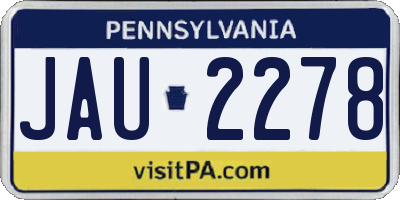 PA license plate JAU2278