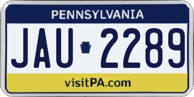 PA license plate JAU2289