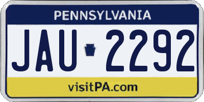 PA license plate JAU2292