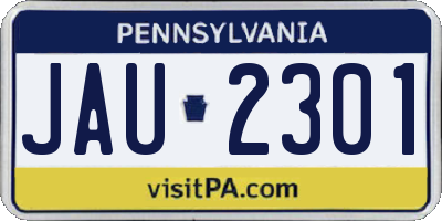 PA license plate JAU2301