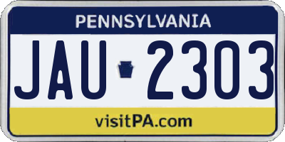 PA license plate JAU2303