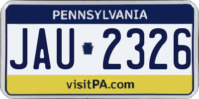 PA license plate JAU2326