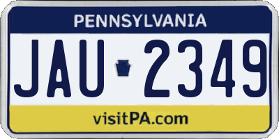 PA license plate JAU2349